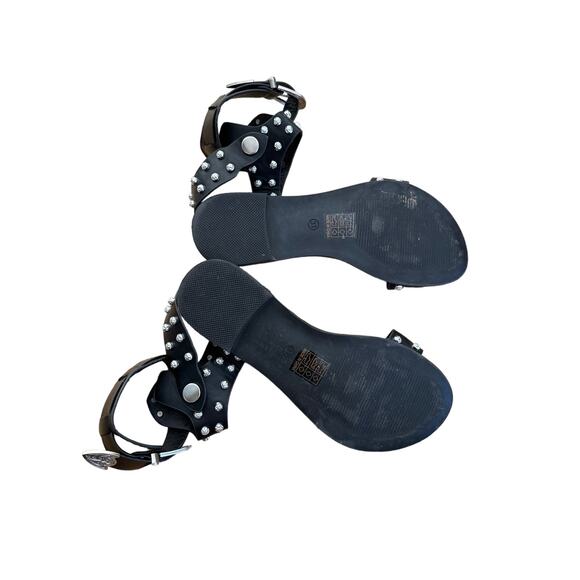 Mulanka - Faux leather Studded Western Buckle Gladiator Sandals in Black - Picture 4 of 4